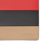 Portefeuille à rabat multidevise en cuir color-block - Rouge & noir & beige