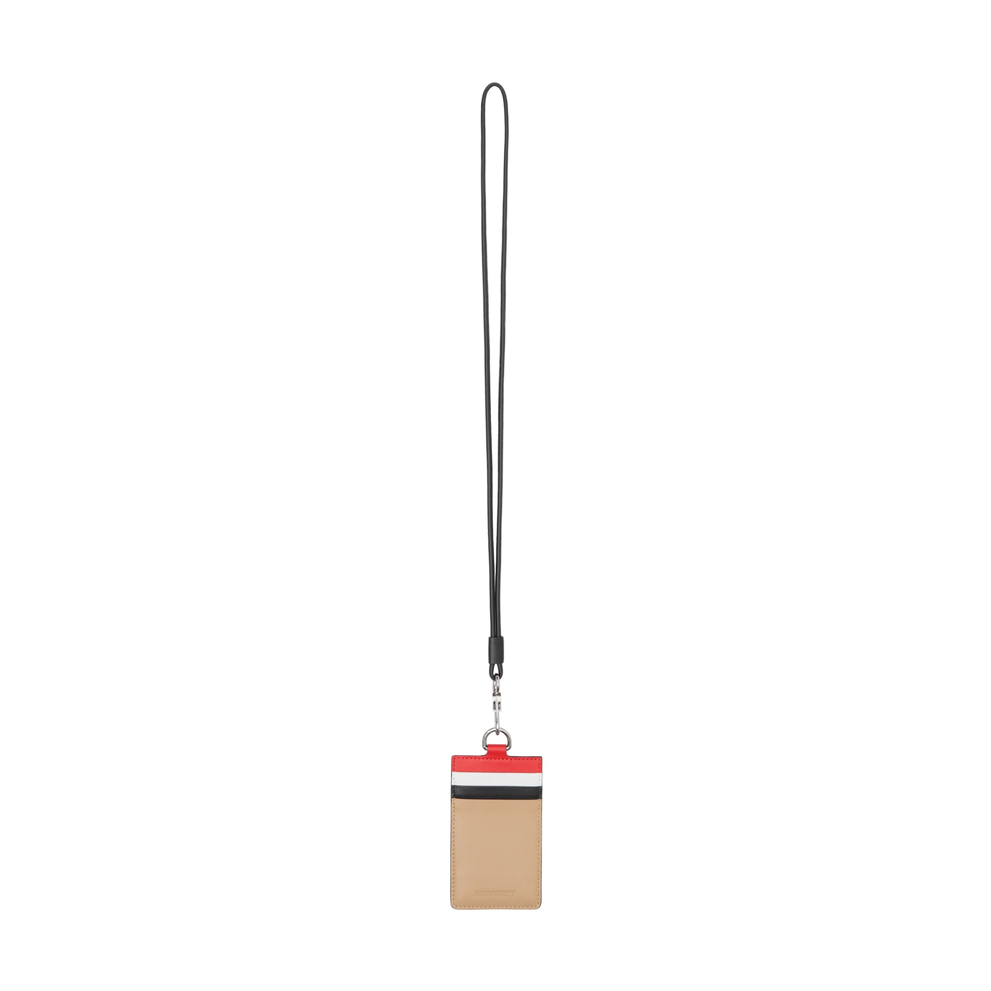 Porte-cartes en cuir color-block avec lanière - Rouge & noir & beige