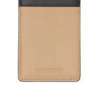 Porte-cartes en cuir color-block avec lanière - Rouge & noir & beige