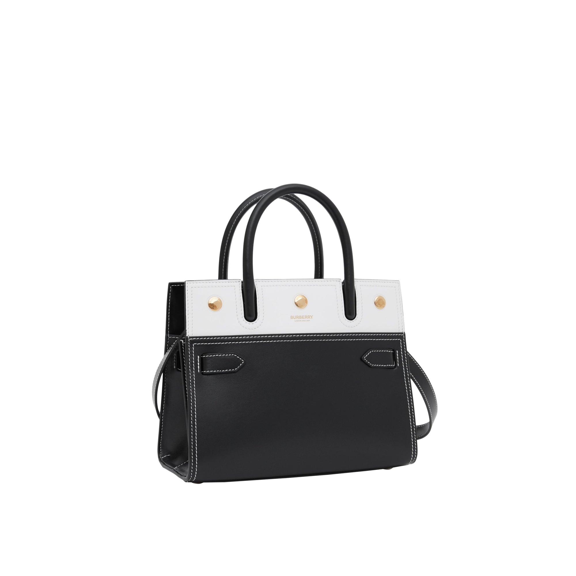 BLACK/WHITE Mini sac Title en cuir à double poignée
