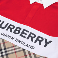 BRIGHT RED Polo à manches longues avec Vintage check et logo
