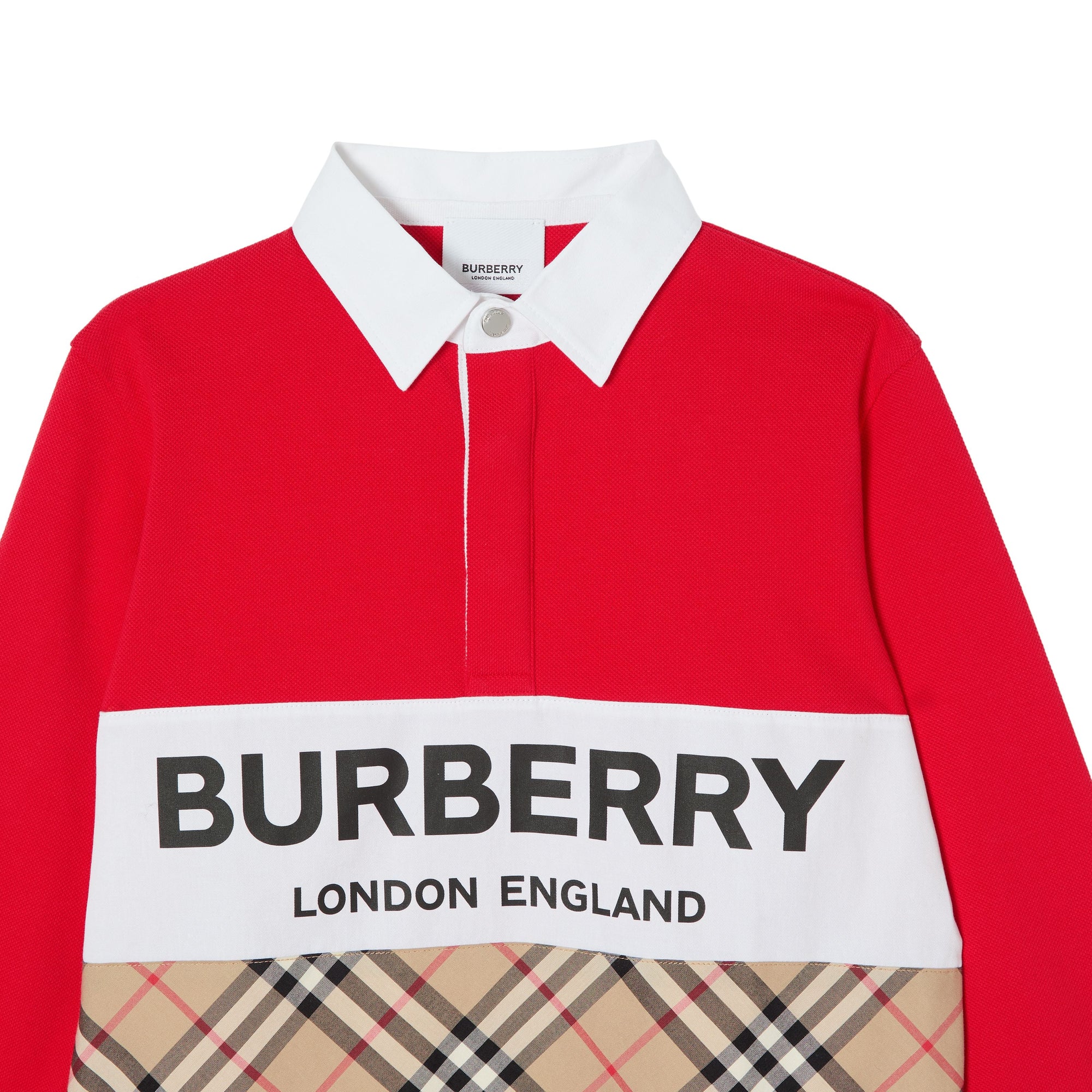 BRIGHT RED Polo à manches longues avec Vintage check et logo
