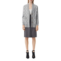 Cardigan oversize en laine et cachemire mélangés monogram - Camaïeu de gris moyens