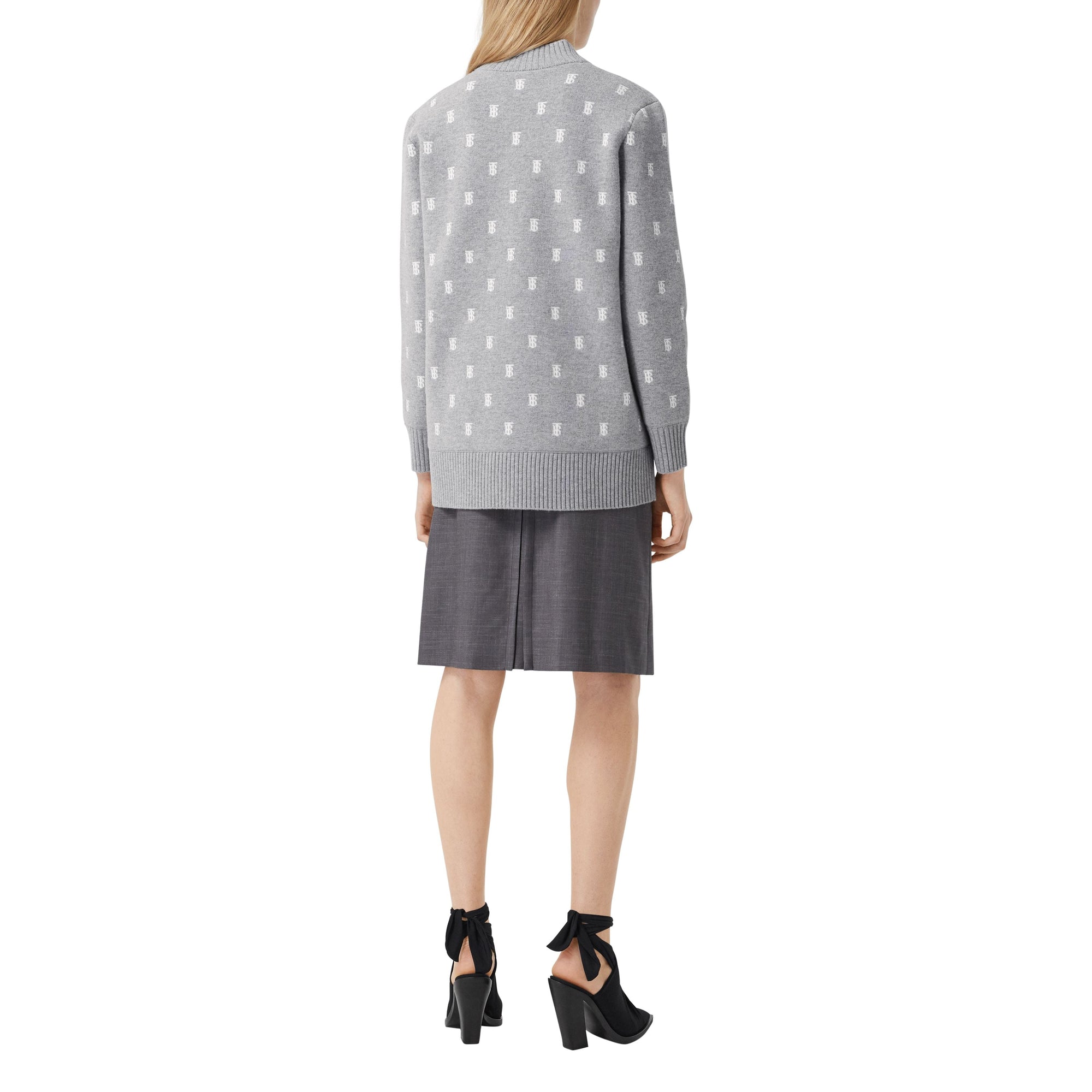 Cardigan oversize en laine et cachemire mélangés monogram - Camaïeu de gris moyens