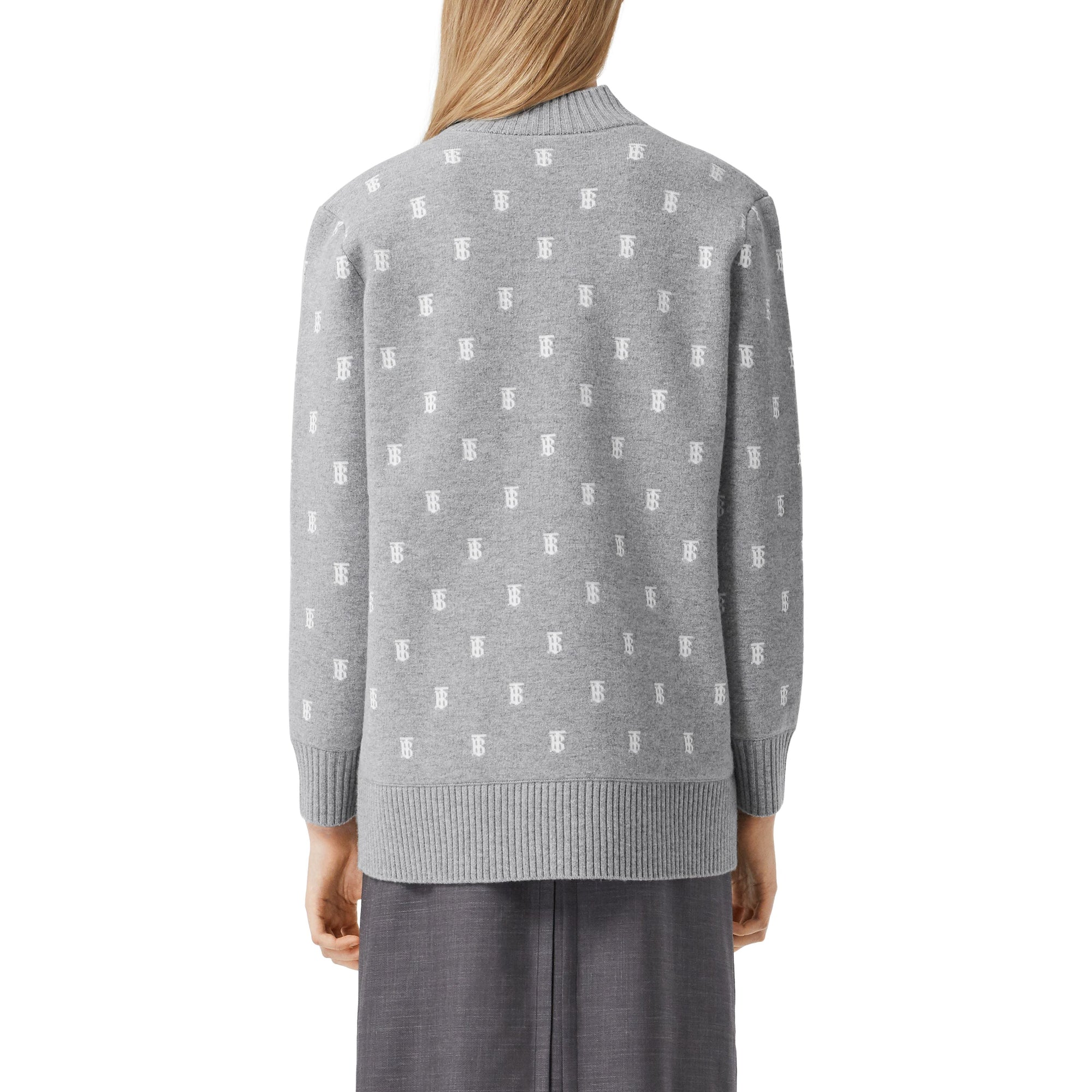 Cardigan oversize en laine et cachemire mélangés monogram - Camaïeu de gris moyens
