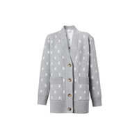 Cardigan oversize en laine et cachemire mélangés monogram - Camaïeu de gris moyens