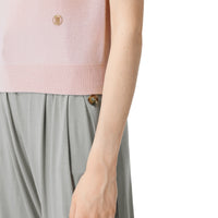 Haut à manches courtes en cachemire monogram - Rose cuivre