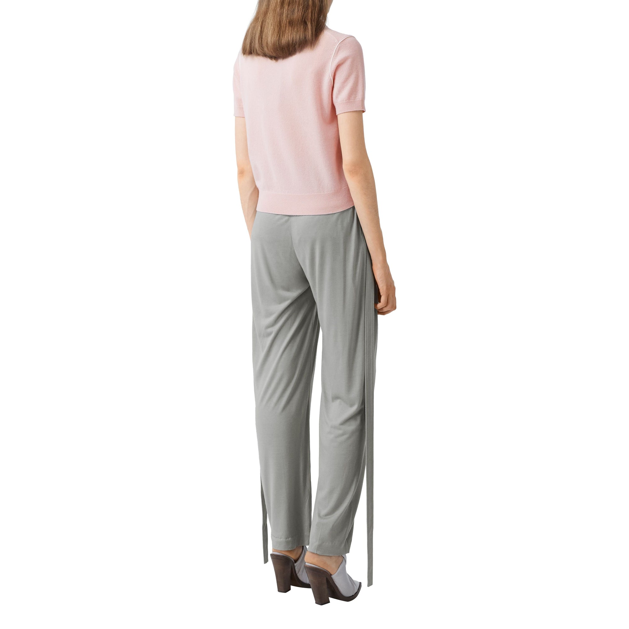 Haut à manches courtes en cachemire monogram - Rose cuivre