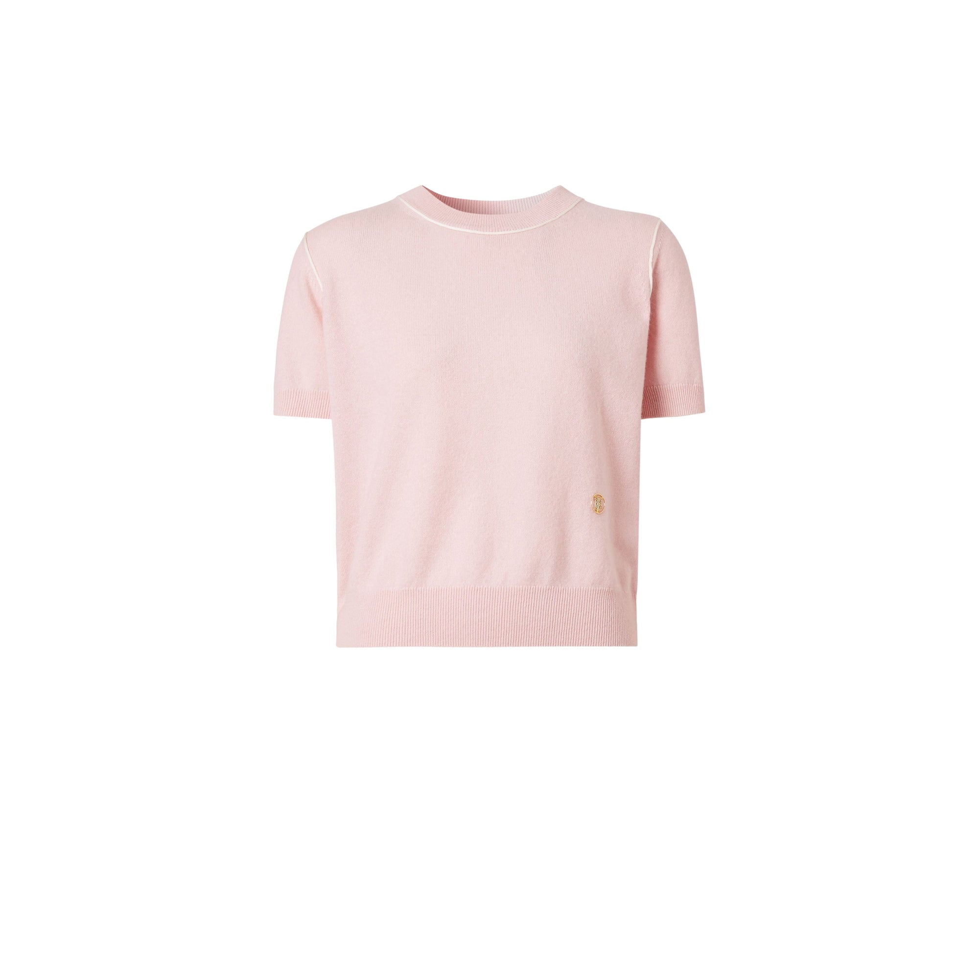 Haut à manches courtes en cachemire monogram - Rose cuivre