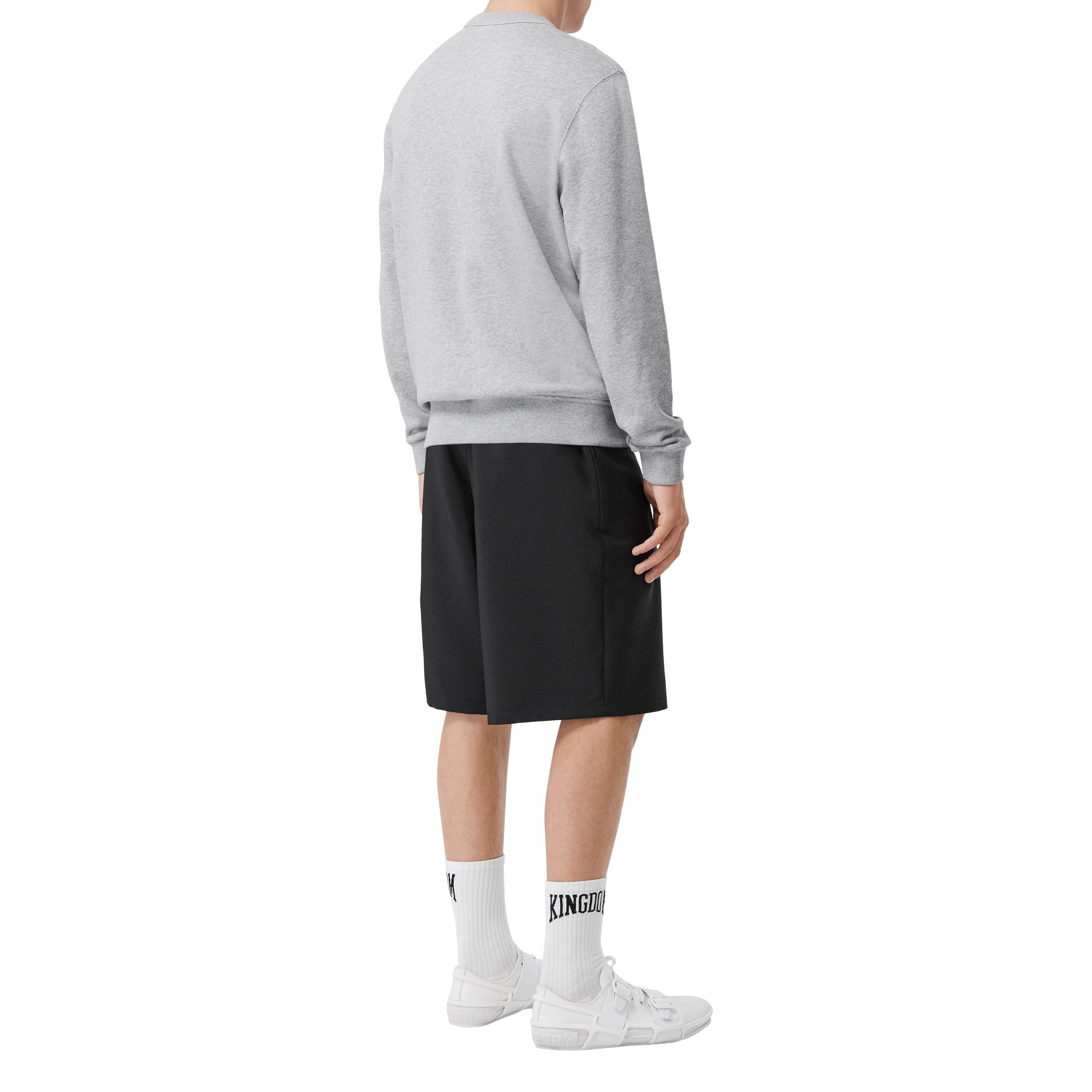 Sweat-shirt en coton avec logo appliqué - Camaïeu de gris pâles