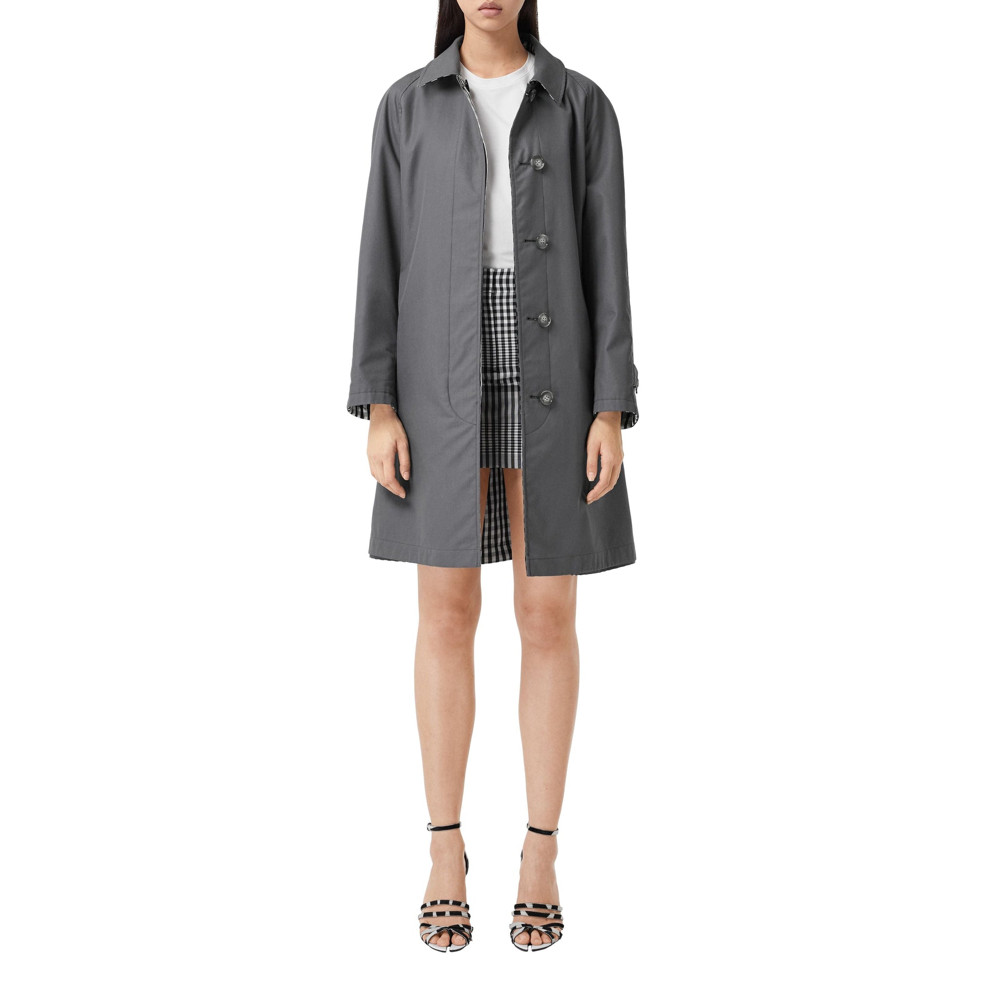 Paletot en gabardine de coton réversible - Gris moyen
