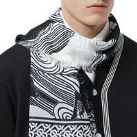 Écharpe en laine et soie à imprimé daim et monogram - Monochrome