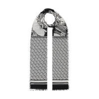 Écharpe en laine et soie à imprimé daim et monogram - Monochrome