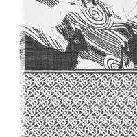 Écharpe en laine et soie à imprimé daim et monogram - Monochrome