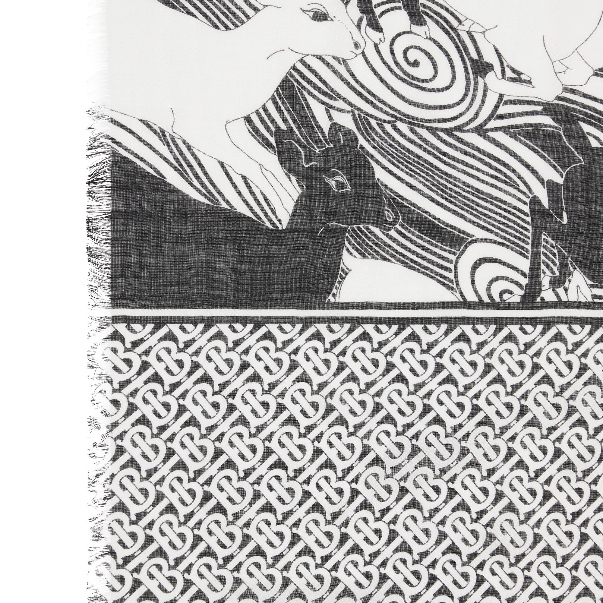 Écharpe en laine et soie à imprimé daim et monogram - Monochrome