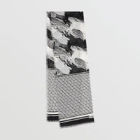 Écharpe en laine et soie à imprimé daim et monogram - Monochrome