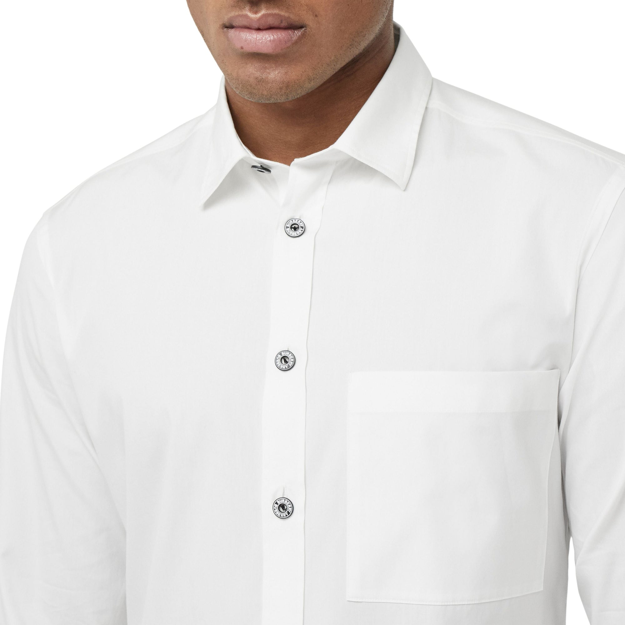 WHITE Chemise slim en popeline de coton stretch