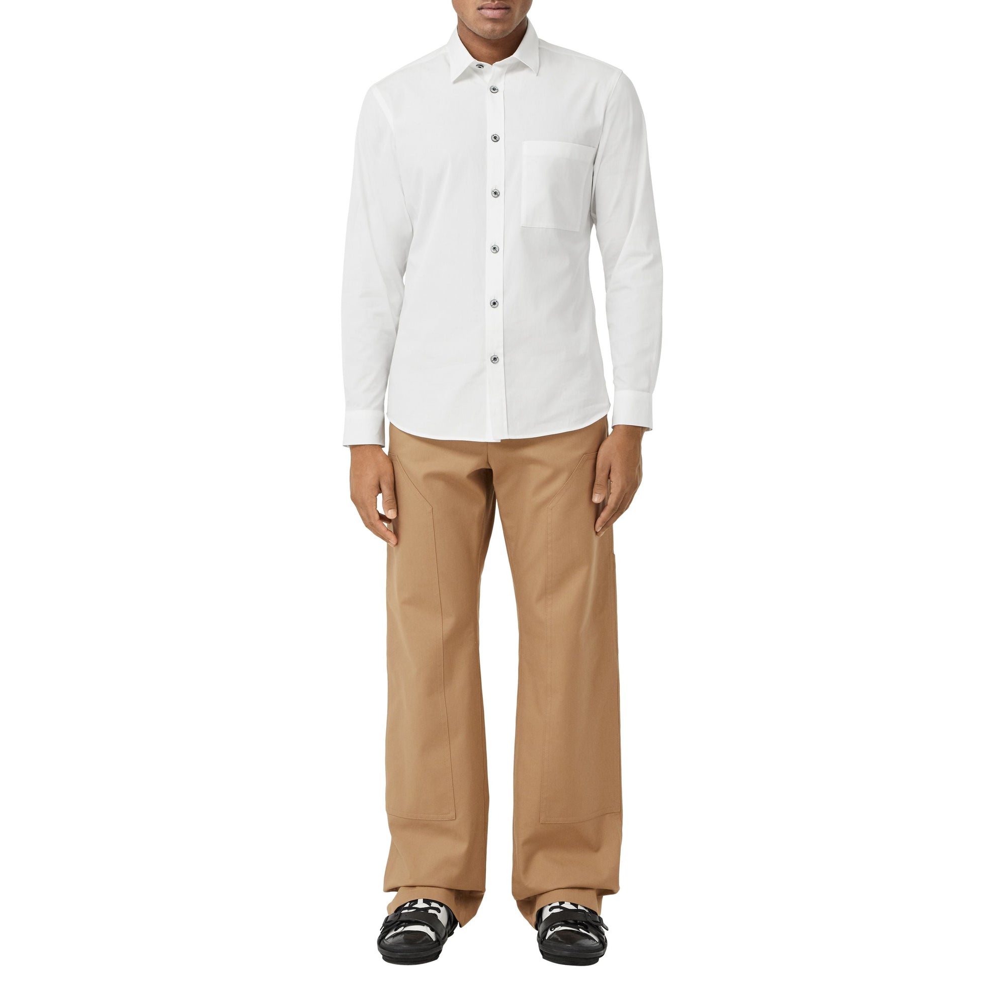 WHITE Chemise slim en popeline de coton stretch