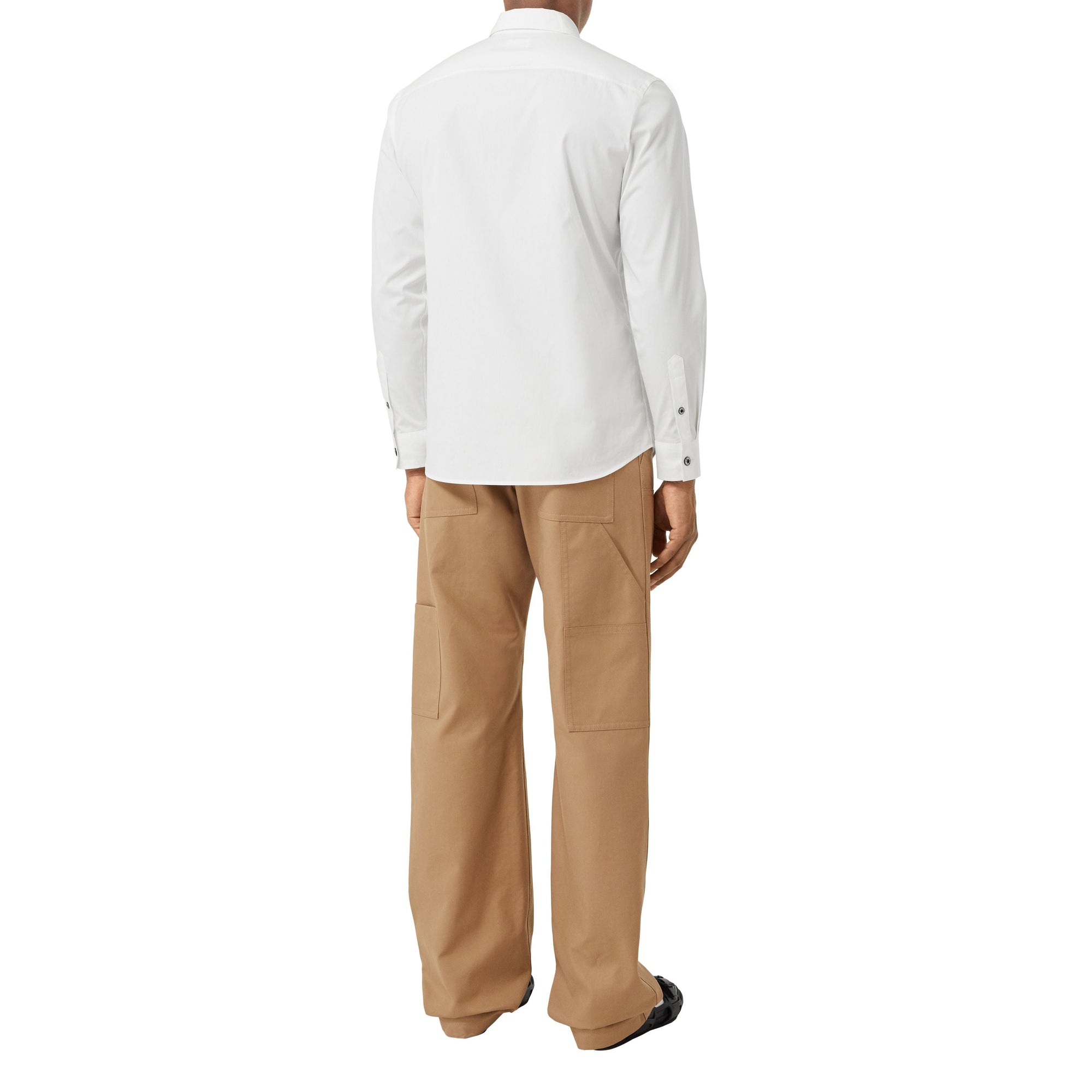 WHITE Chemise slim en popeline de coton stretch