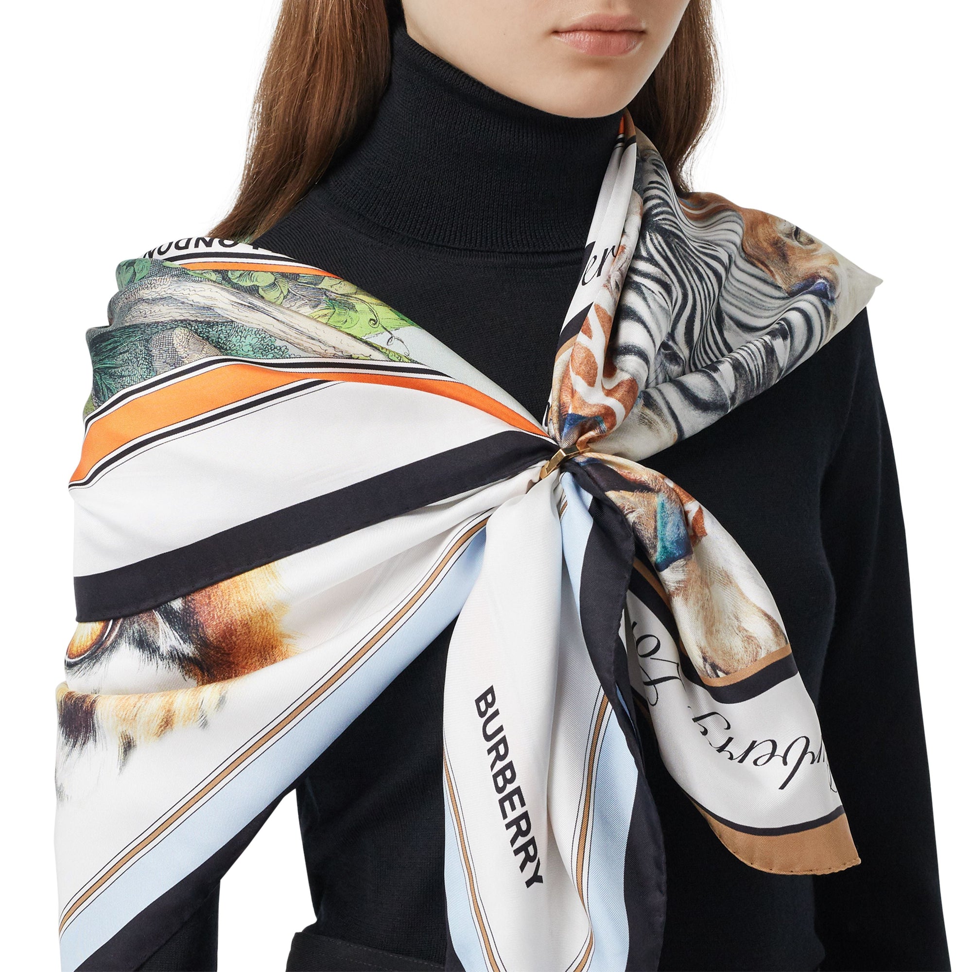 MULTICOLOUR Foulard en soie à imprimé montage