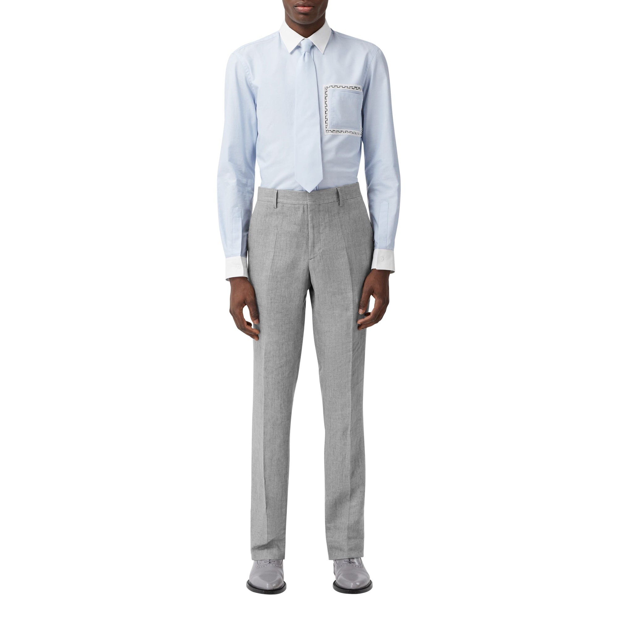 Pantalon de costume classique en lin - Camaïeu de pourpres