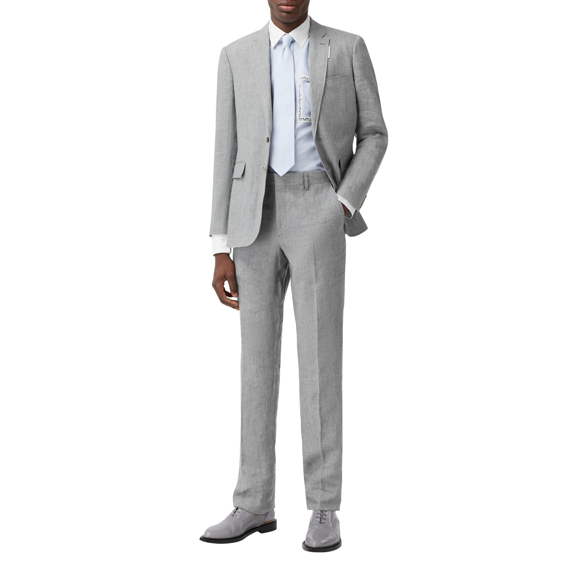 Pantalon de costume classique en lin - Camaïeu de pourpres