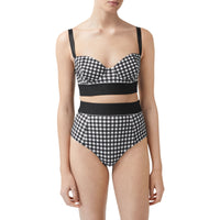 Haut de bikini vichy avec bande à logo - Noir
