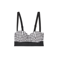 Haut de bikini vichy avec bande à logo - Noir