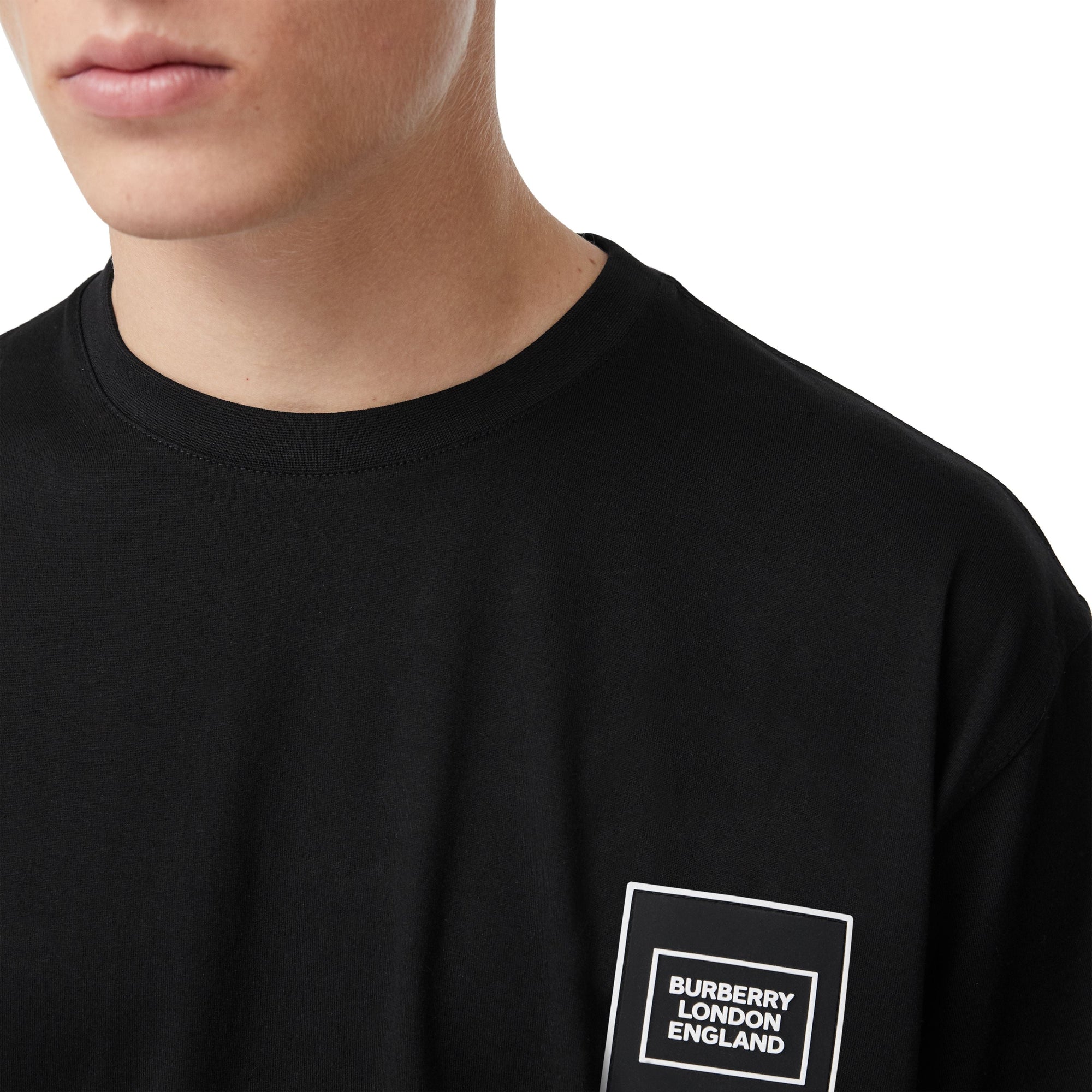 BLACK T-shirt en coton avec logo appliqué