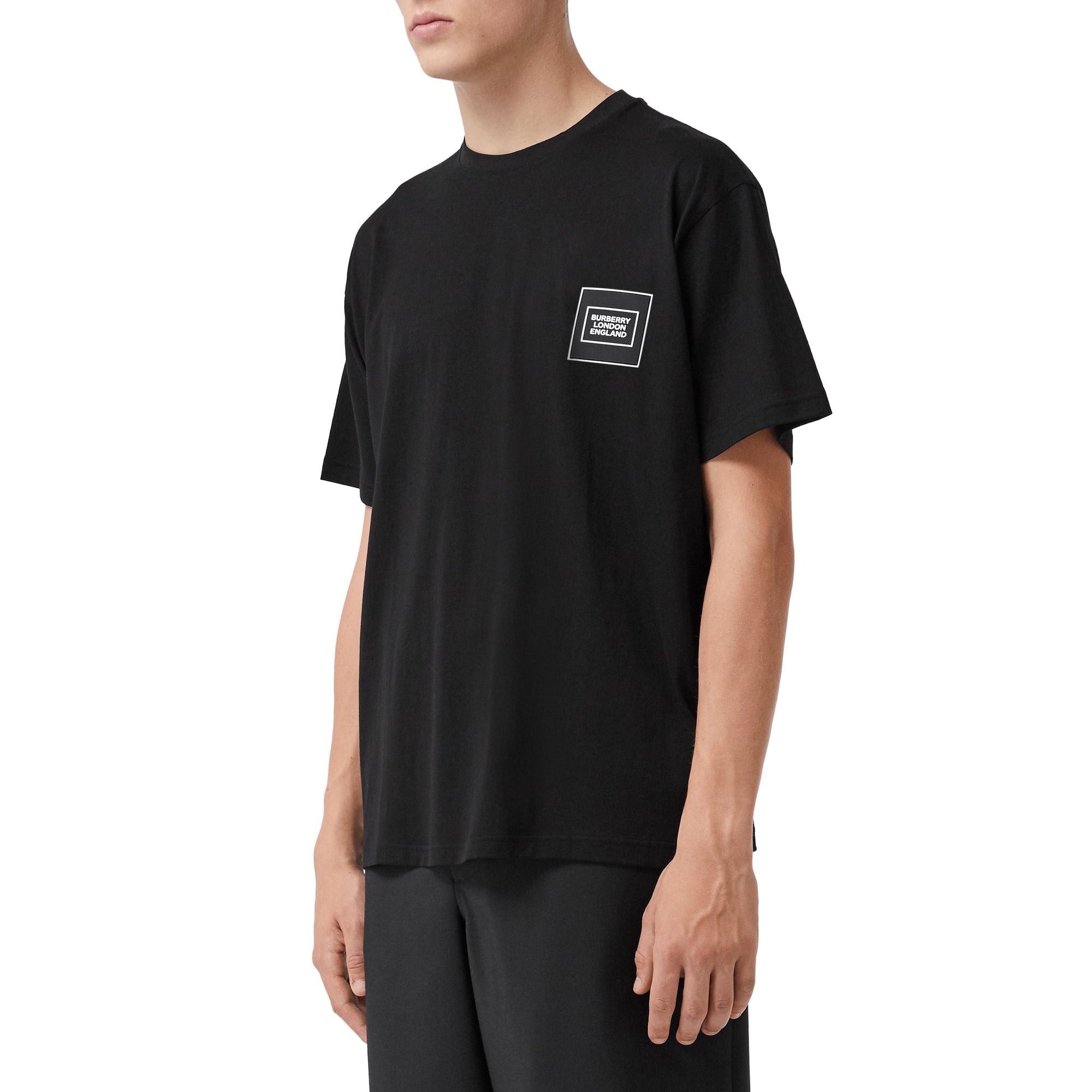BLACK T-shirt en coton avec logo appliqué