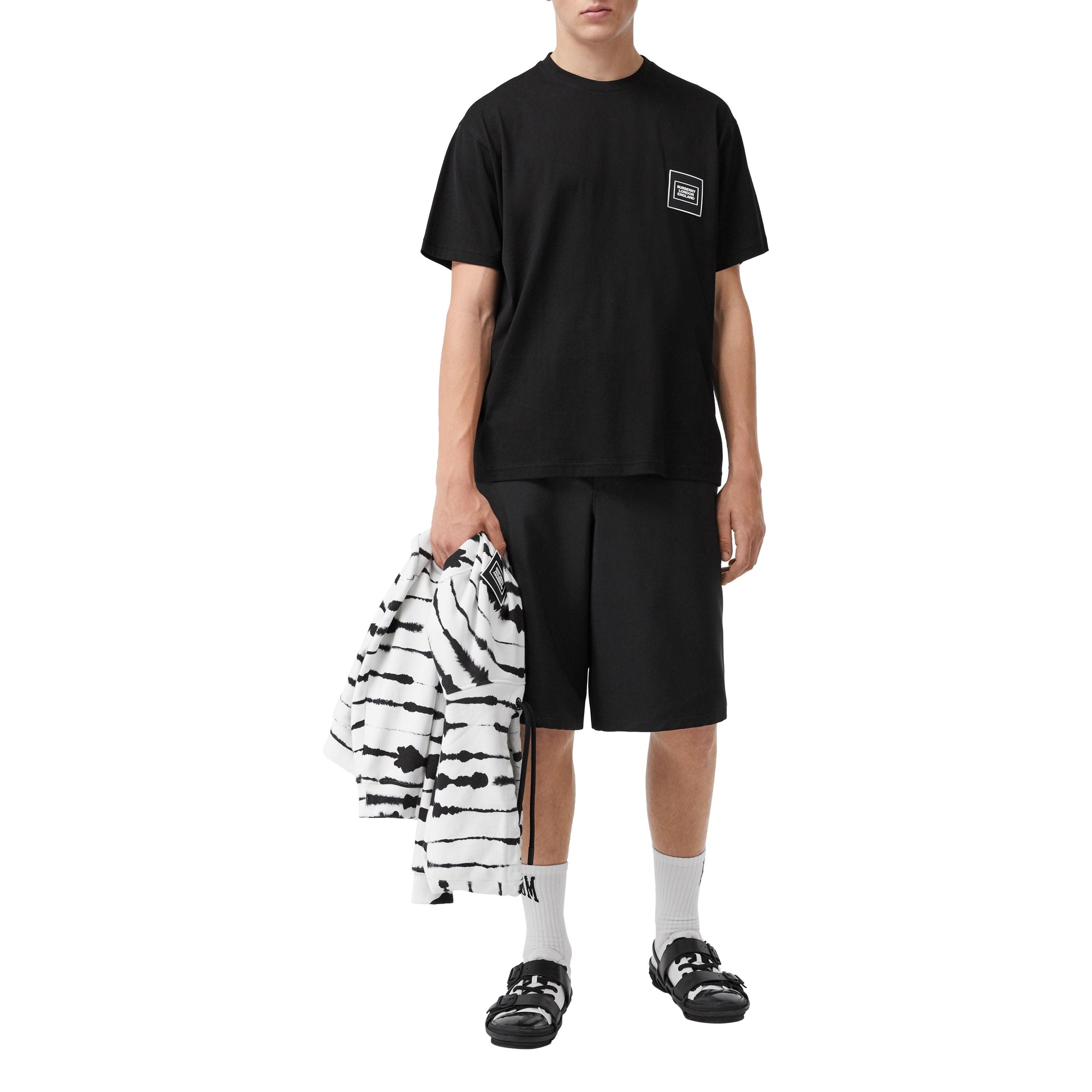 BLACK T-shirt en coton avec logo appliqué