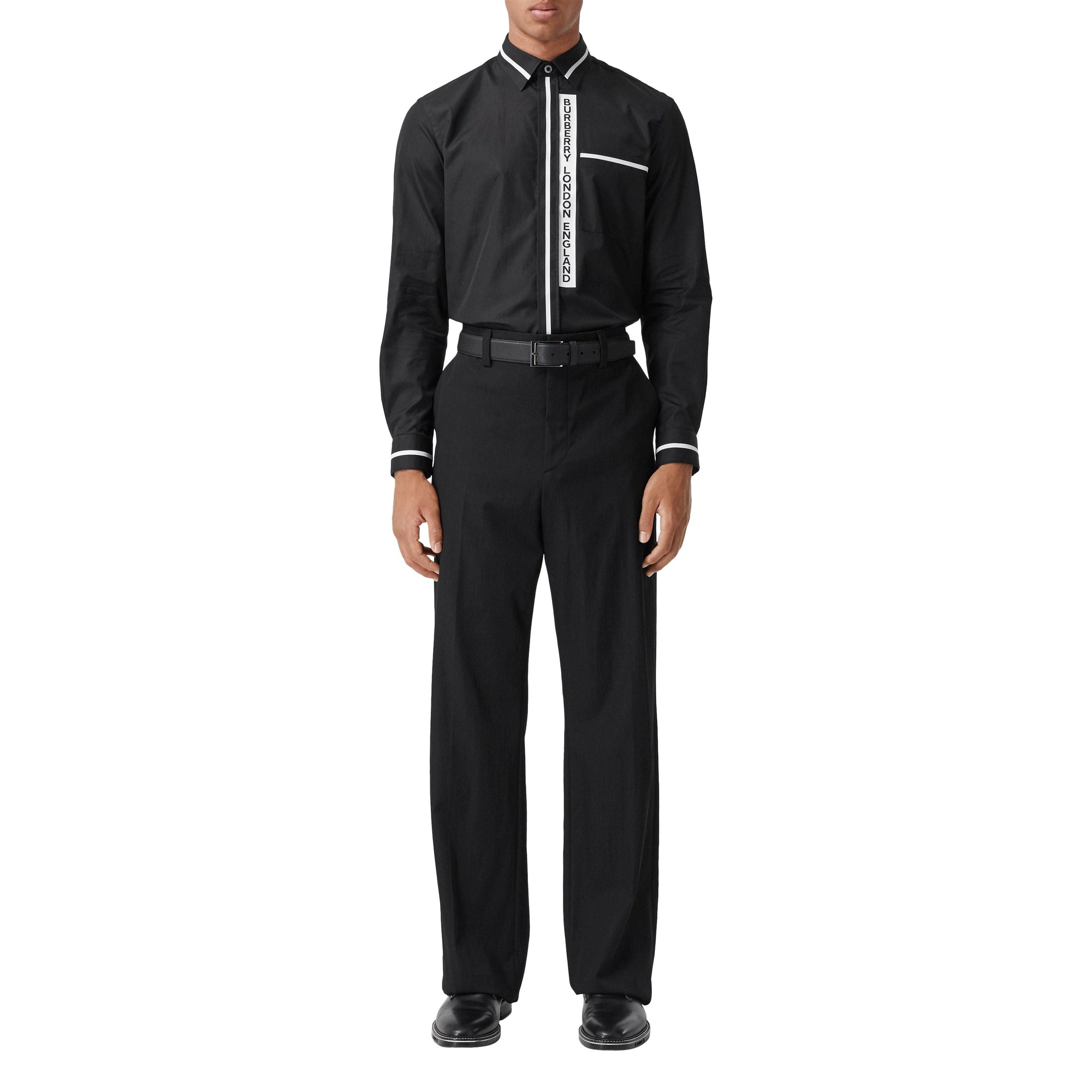 BLACK Chemise en popeline de coton avec logo appliqué