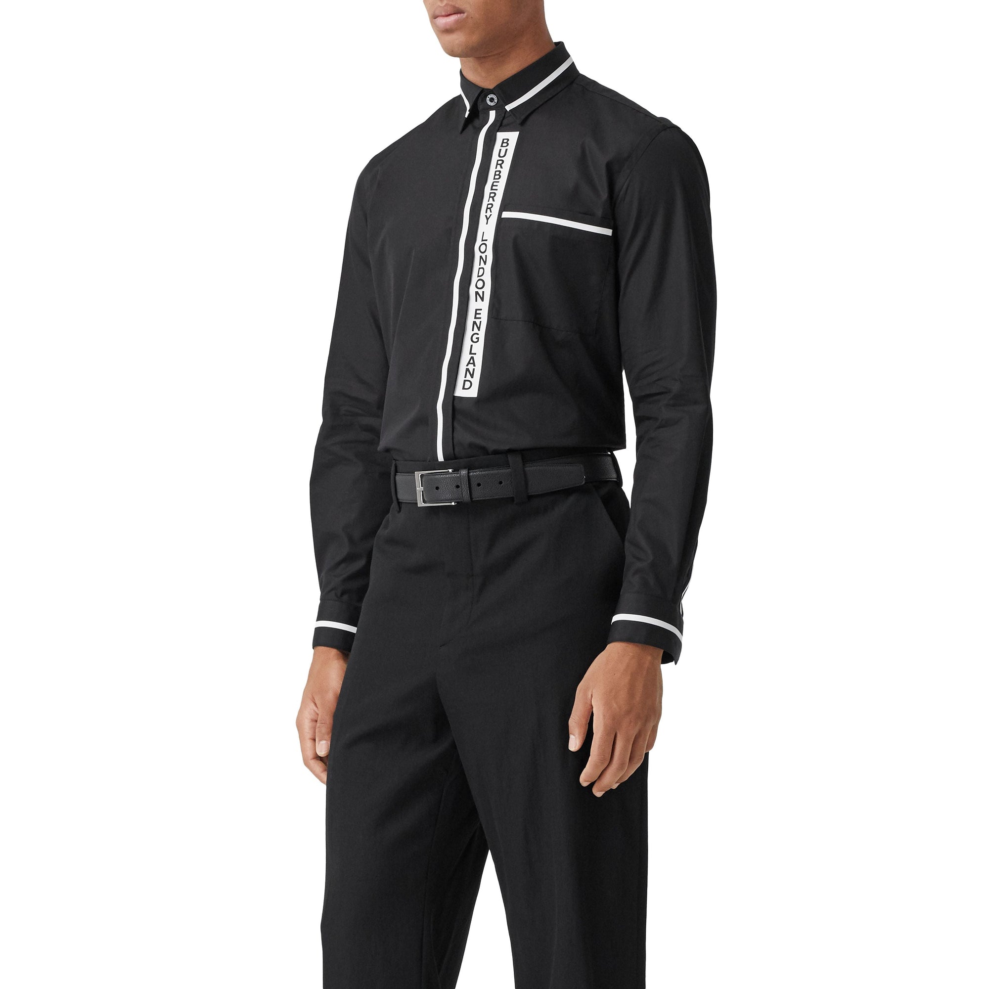 BLACK Chemise en popeline de coton avec logo appliqué