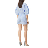 Short en coton vichy - Bleu pâle