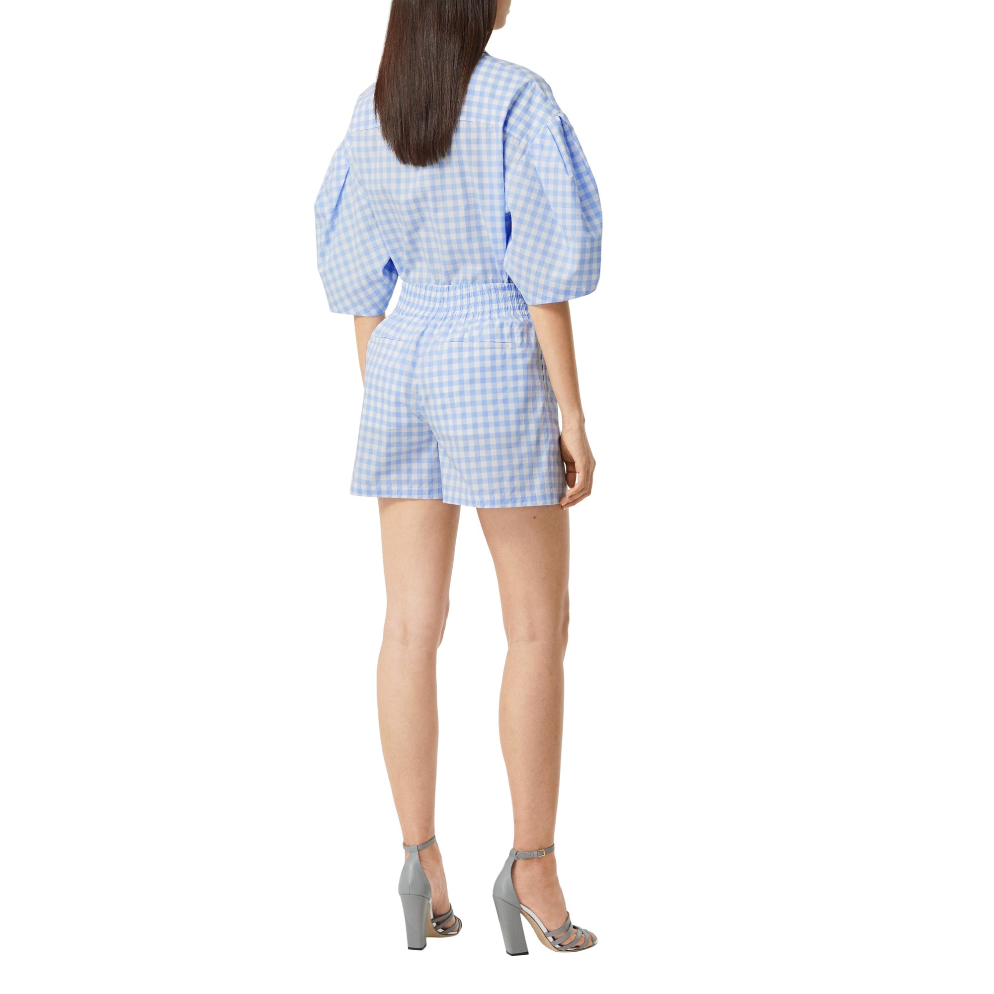 Short en coton vichy - Bleu pâle