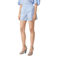 Short en coton vichy - Bleu pâle