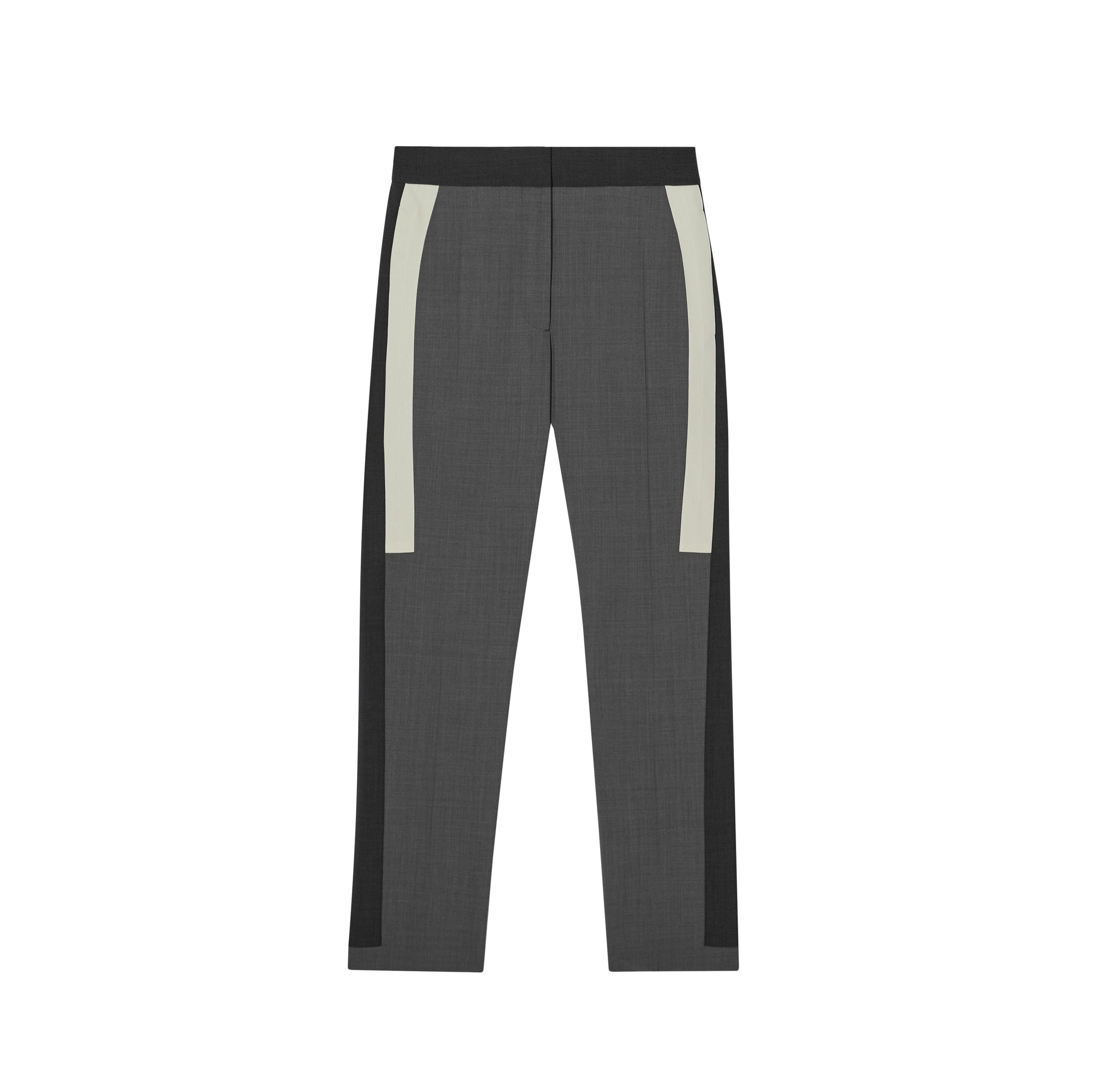 Pantalon tailleur en laine stretch rayé - Gris
