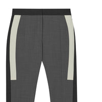 Pantalon tailleur en laine stretch rayé - Gris