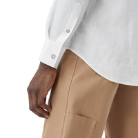 WHITE Chemise en lin avec logo brodé