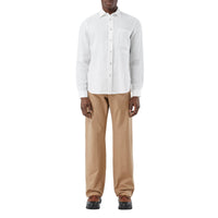 WHITE Chemise en lin avec logo brodé