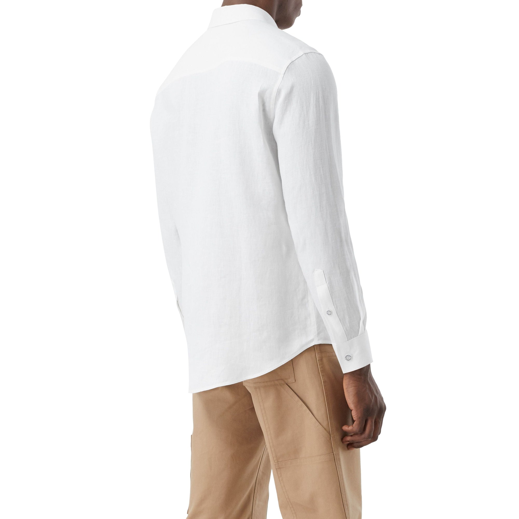 WHITE Chemise en lin avec logo brodé