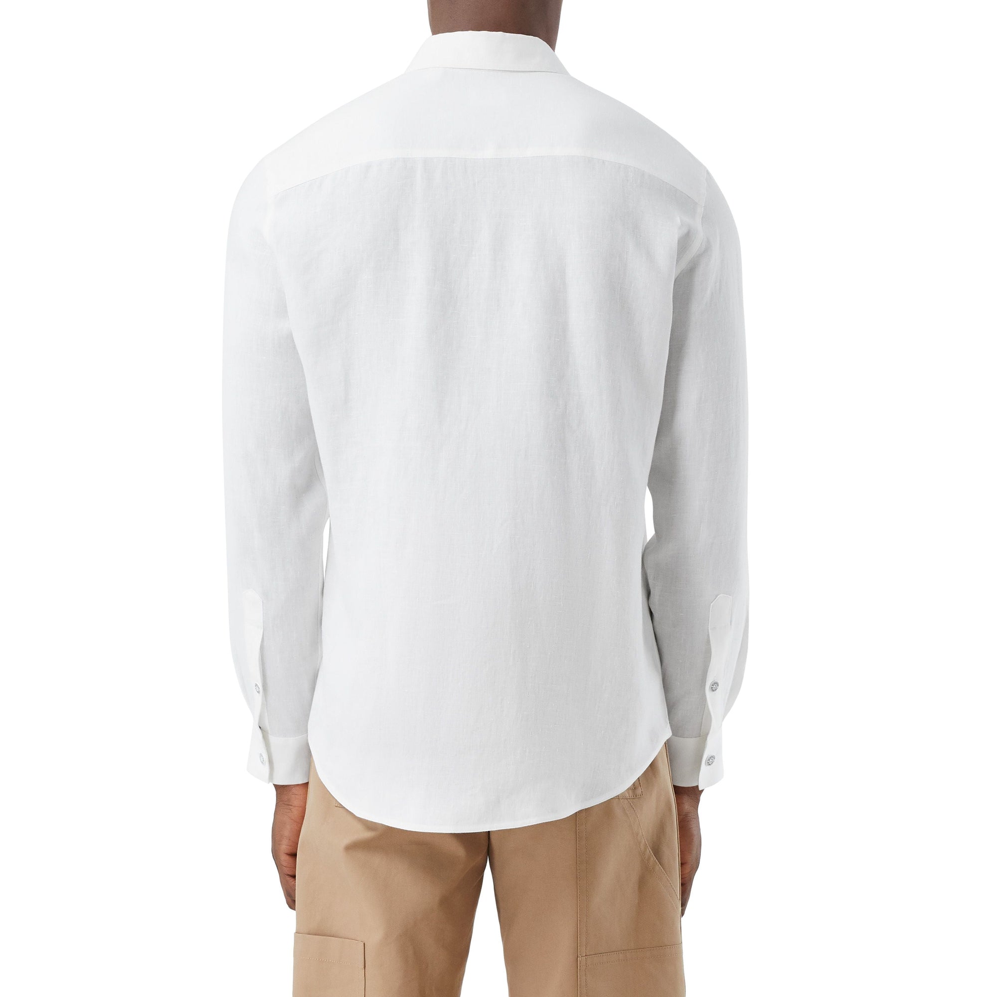 WHITE Chemise en lin avec logo brodé