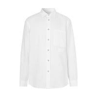 WHITE Chemise en lin avec logo brodé