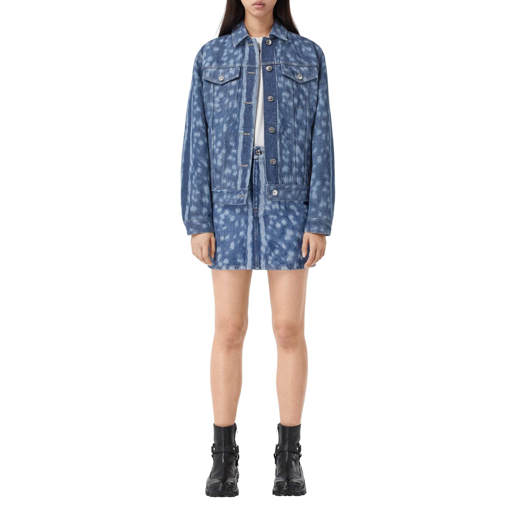 MID INDIGO Veste en denim à imprimé daim
