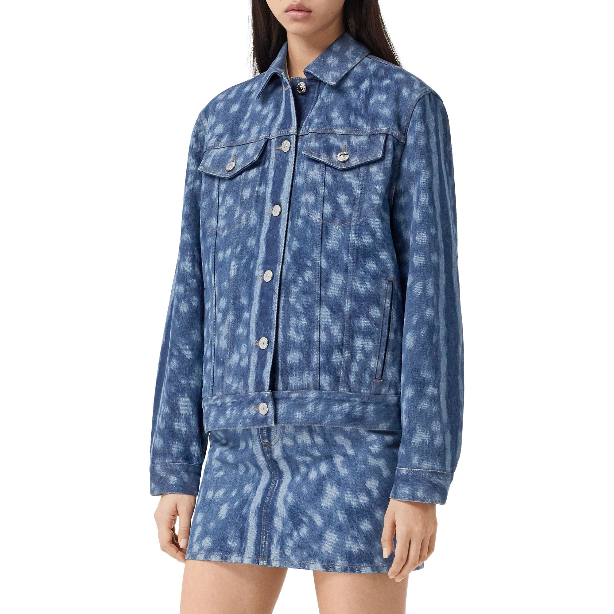 MID INDIGO Veste en denim à imprimé daim