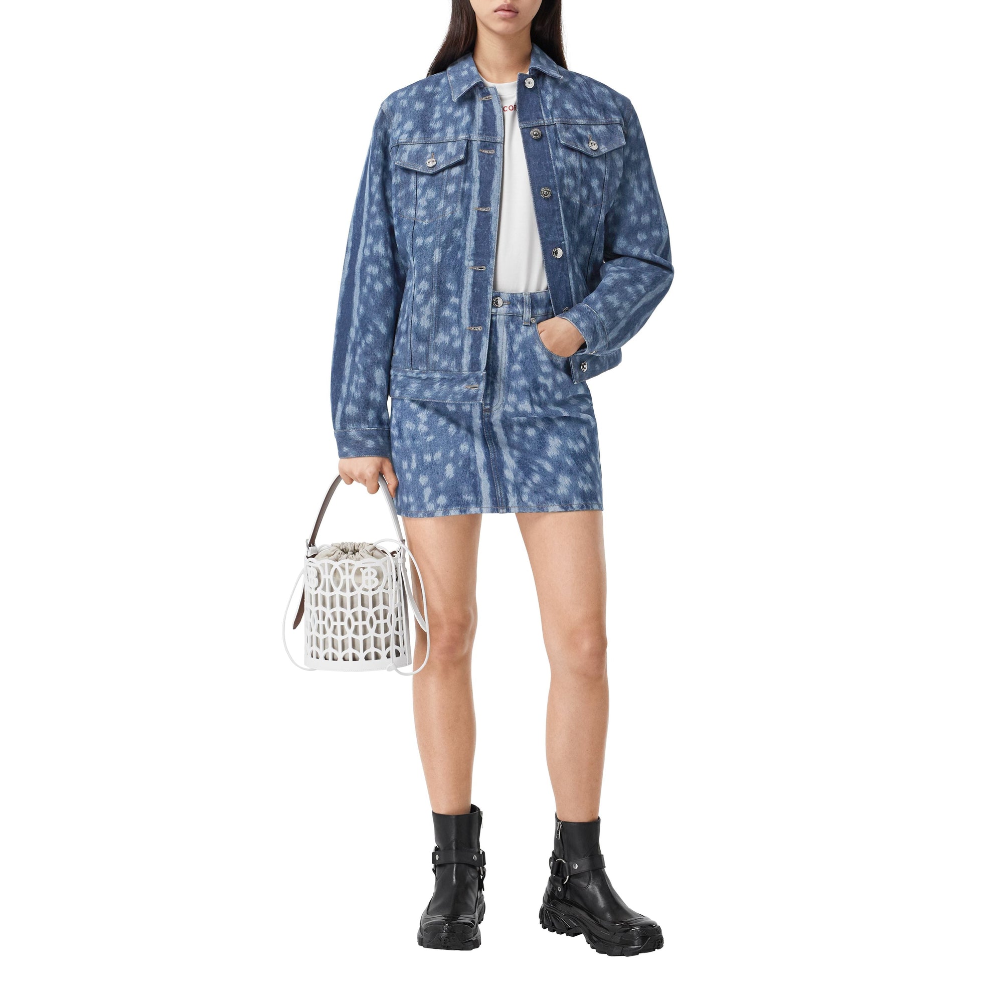 Veste en denim à imprimé daim - Indigo moyen