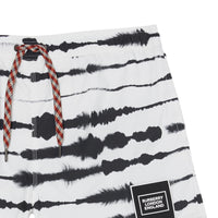 Short de bain avec cordon de serrage à imprimé aquarelle - Blanc & noir