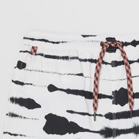 Short de bain avec cordon de serrage à imprimé aquarelle - Blanc & noir