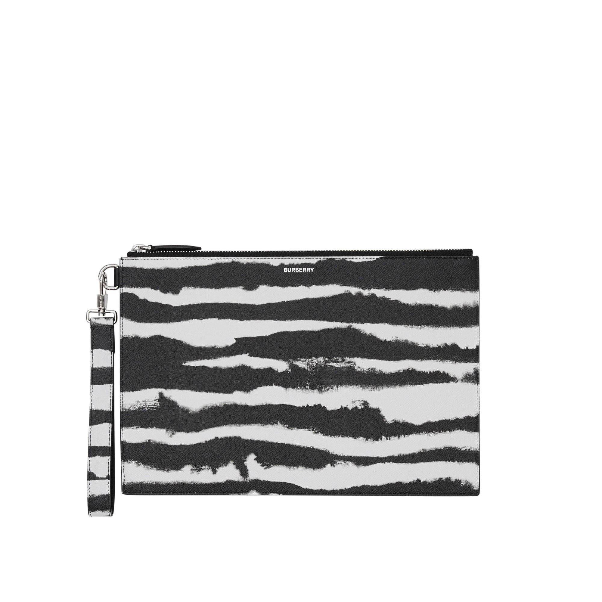 ZEBRA PRINT Pochette zippée en cuir à imprimé aquarelle