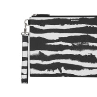 ZEBRA PRINT Pochette zippée en cuir à imprimé aquarelle